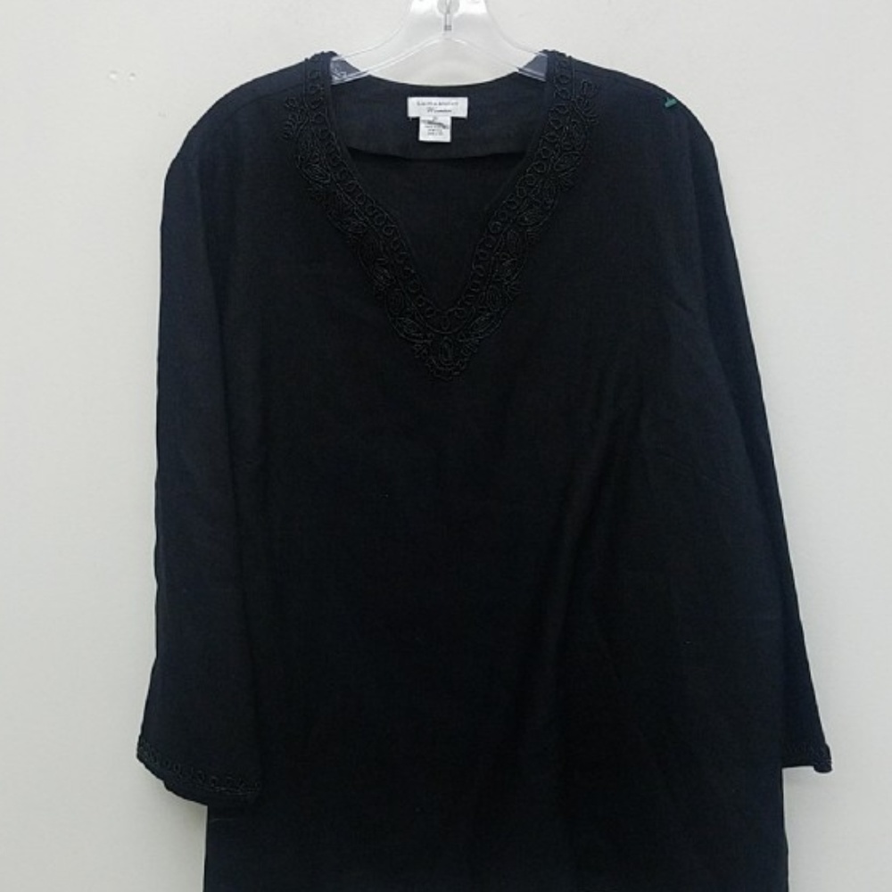Black Linen Beaded Tunic